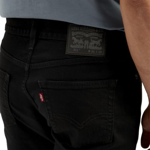Men's Levi's 511 black slim fit mid-rise jeans, front view showing classic five-pocket design and modern fit.