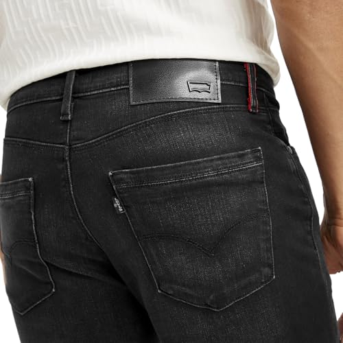 Levi's men's slim black jeans, made of denim, with classic five-pocket design and slim fit style.