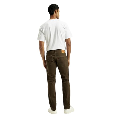 Levi's men's brown 511 slim fit mid-rise jeans showing front view with classic five-pocket design and straight leg fit.