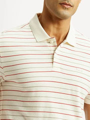Levi's Men's Striped Off-White Slim Fit Polo T-Shirt