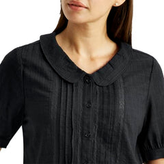 Women's Lace Black Peter Pan Collar Top