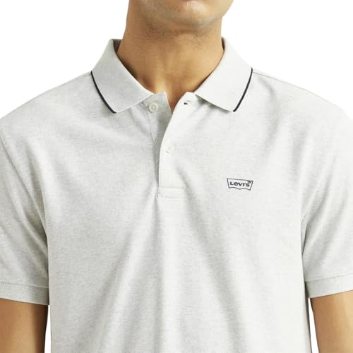 Levi's men's light-grey slim fit polo T-shirt with short sleeves, classic collar, and subtle Levi's branding.