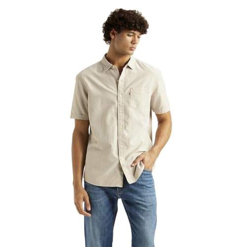 Levi's Men's Solid Beige Slim Fit Shirt