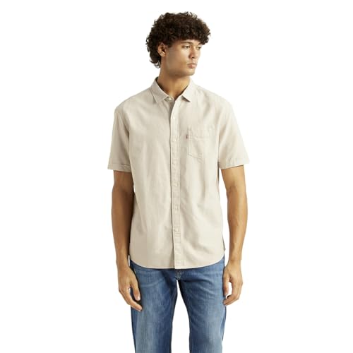 Levi's Men's Solid Beige Slim Fit Shirt
