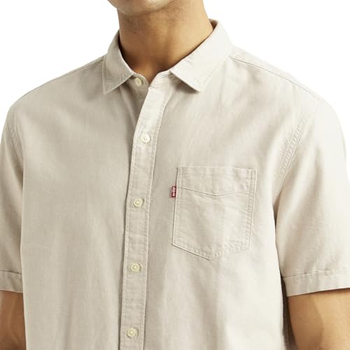 Levi's Men's Solid Beige Slim Fit Shirt