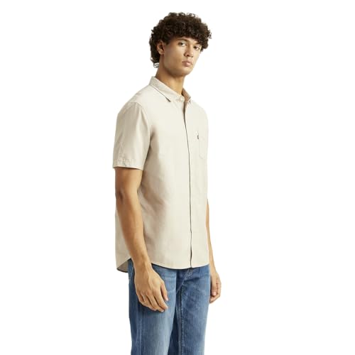 Levi's Men's Solid Beige Slim Fit Shirt