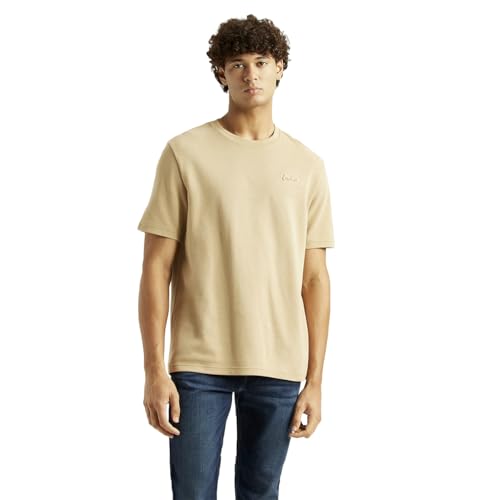 Levi's Men's Solid Beige Crew Neck T-Shirt