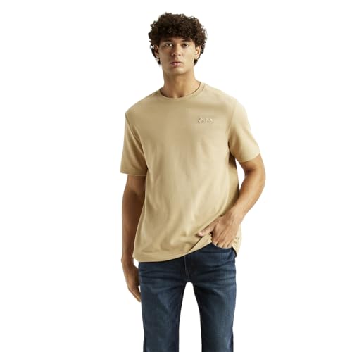 Levi's Men's Solid Beige Crew Neck T-Shirt