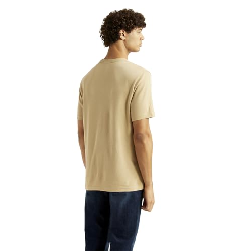 Levi's Men's Solid Beige Crew Neck T-Shirt