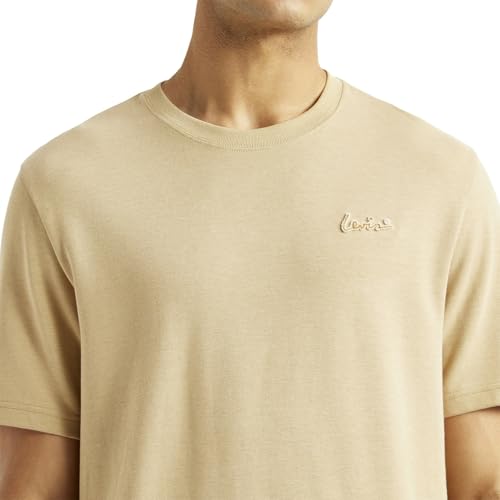 Levi's Men's Solid Beige Crew Neck T-Shirt