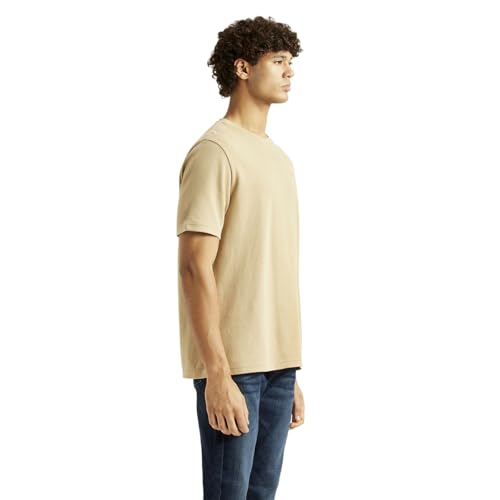 Levi's Men's Solid Beige Crew Neck T-Shirt