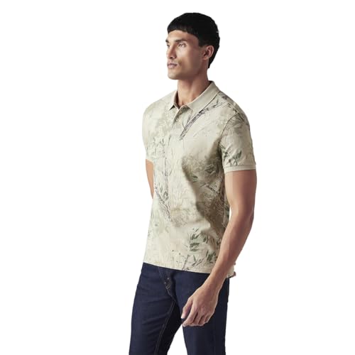 Levi's Men's Printed Slim Fit Polo T-Shirt Beige