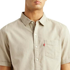 Levi's Men's Solid Beige Slim Fit Shirt