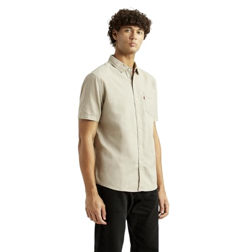 Levi's Men's Solid Beige Slim Fit Shirt