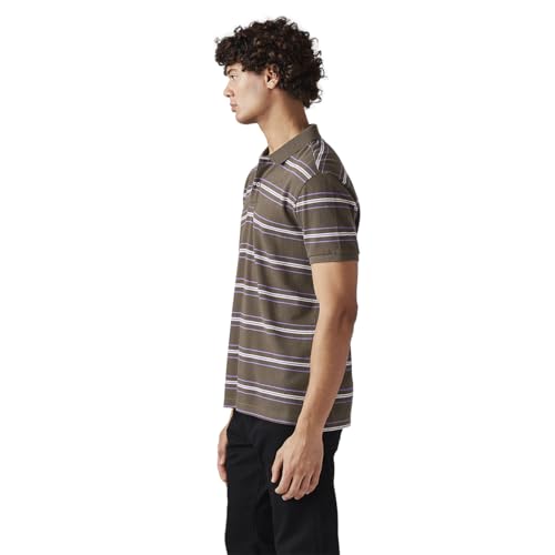 Men's Striped Slim Fit Textured Polo T-Shirt