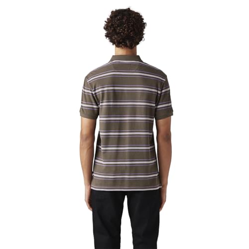 Men's Striped Slim Fit Textured Polo T-Shirt