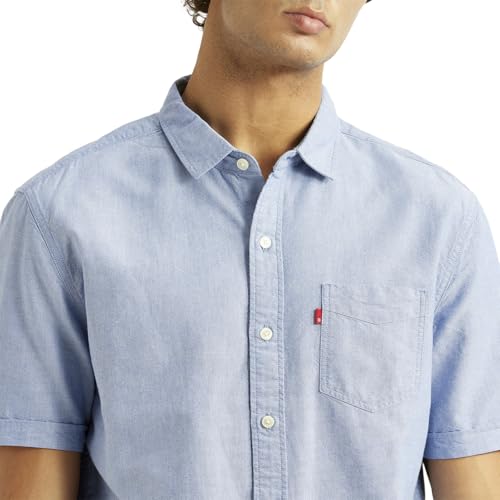 Levi's Men's Solid Light-Blue Slim Fit Shirt