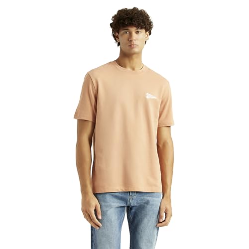 Levi's Men's Solid Peach Crew Neck T-Shirt