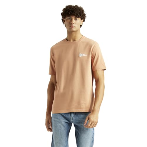Levi's Men's Solid Peach Crew Neck T-Shirt