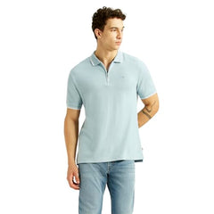 Levi's Men's Solid Light-Blue Slim Fit Polo T-Shirt