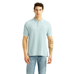 Levi's Men's Solid Light-Blue Slim Fit Polo T-Shirt