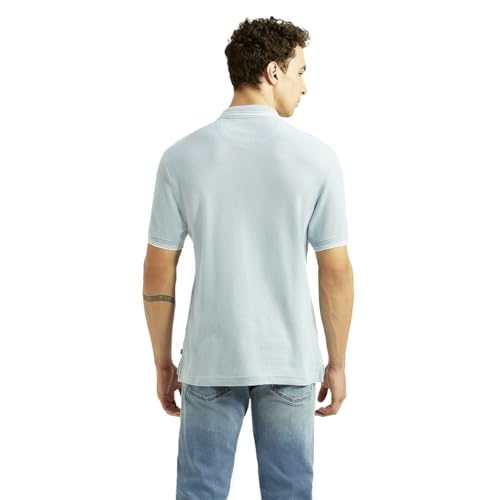 Levi's Men's Solid Light-Blue Slim Fit Polo T-Shirt