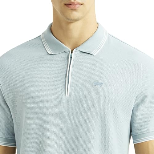 Levi's Men's Solid Light-Blue Slim Fit Polo T-Shirt