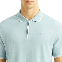 Levi's Men's Solid Light-Blue Slim Fit Polo T-Shirt