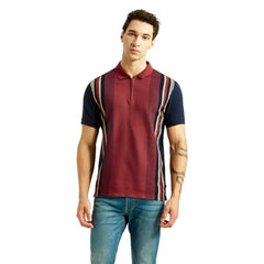 Levi's Men's Striped Maroon Slim Fit Polo T-Shirt