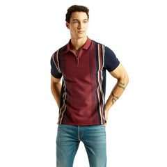 Levi's Men's Striped Maroon Slim Fit Polo T-Shirt