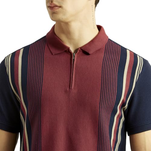 Levi's Men's Striped Maroon Slim Fit Polo T-Shirt