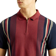 Levi's Men's Striped Maroon Slim Fit Polo T-Shirt