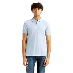 Levi's Men's Solid Light-Blue Slim Fit Polo T-Shirt