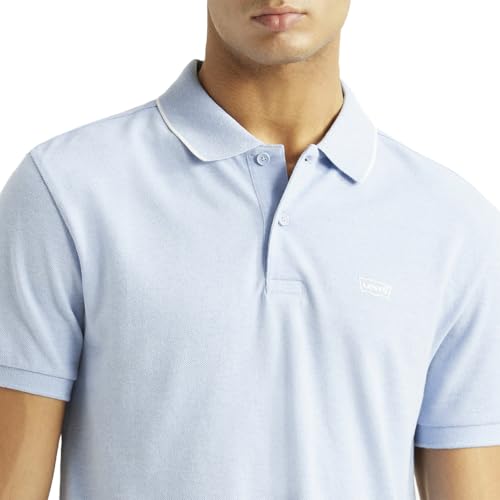 Levi's Men's Solid Light-Blue Slim Fit Polo T-Shirt