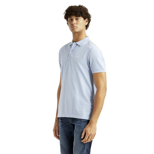 Levi's Men's Solid Light-Blue Slim Fit Polo T-Shirt