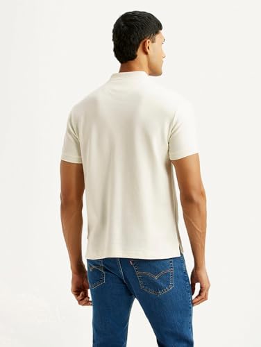 Levi's Men's Striped Off-White Slim Fit Polo T-Shirt