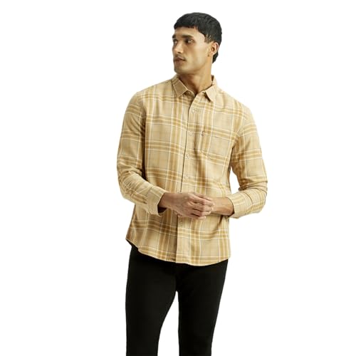 Levi's Men's Checkered Beige Slim Fit Shirt