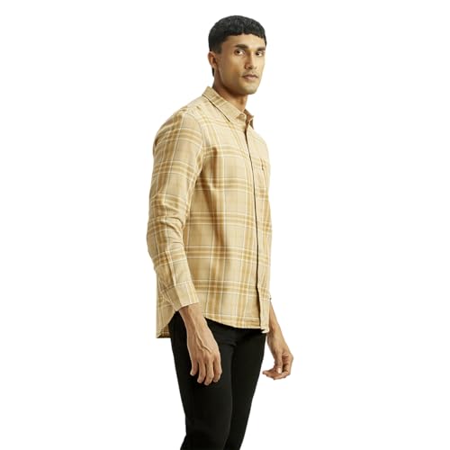 Levi's Men's Checkered Beige Slim Fit Shirt