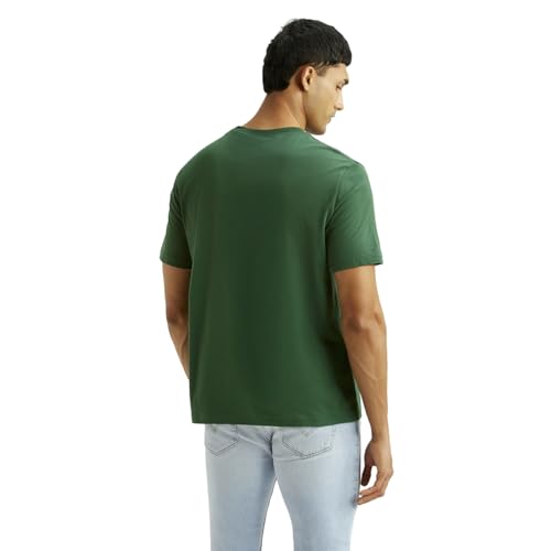 Levi's men's green crew neck T-shirt with brand logo, short sleeve, casual style, perfect for everyday wear.