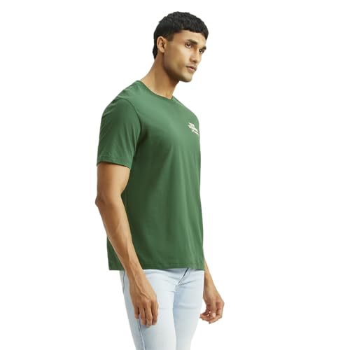 Levi's men's green crew neck T-shirt with brand logo, short-sleeve, casual style, displayed on a plain background.