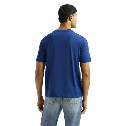 Levi's men's blue crew neck T-shirt with brand logo, short sleeves, and classic fit, displayed flat on a white background.