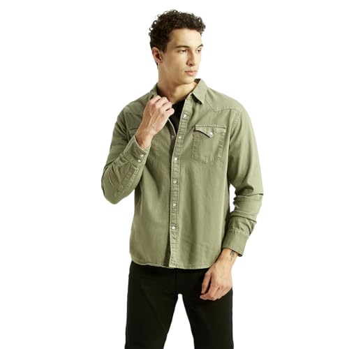 Levi's Men's Solid Olive Slim Fit Shirt