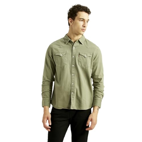 Levi's Men's Solid Olive Slim Fit Shirt