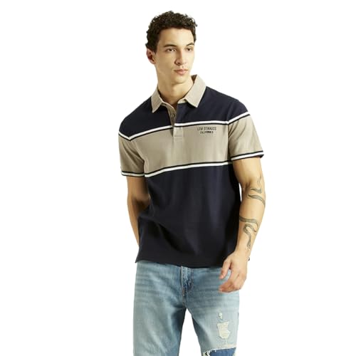 Levi's Men's Colorblock Navy Polo T-Shirt
