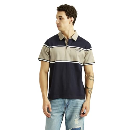 Levi's Men's Colorblock Navy Polo T-Shirt