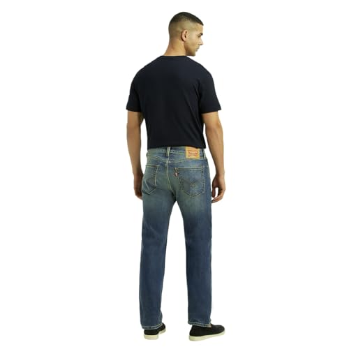 Men's 505 Blue Straight Fit Mid Rise Jeans