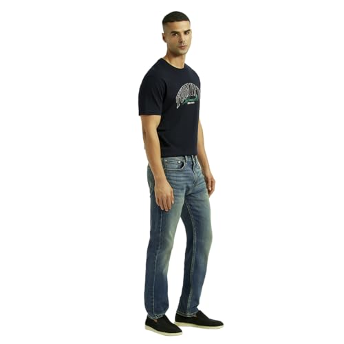 Men's 505 Blue Straight Fit Mid Rise Jeans