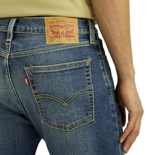 Men's 513 Dark-Blue Slim Straight Fit Mid Rise Jeans