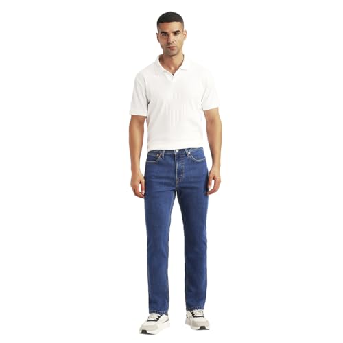 Men's 505 Blue Straight Fit Mid Rise Jeans