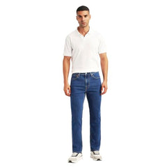 Men's 505 Blue Straight Fit Mid Rise Jeans